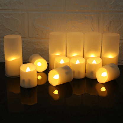 12 Rechargeable Led Candles Timer Remote LED Light Flameless.....