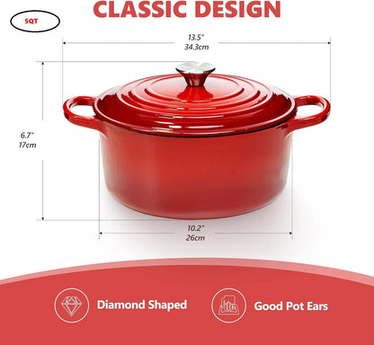 7QT Enameled Cast Iron Dutch Oven With Lid, Also In Blue.....