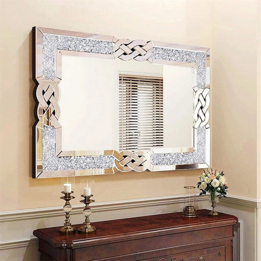 Large Rectangle Crystal Mirror Wall Art Crush Diamond  Wall-Mounted, 3 Sizes......