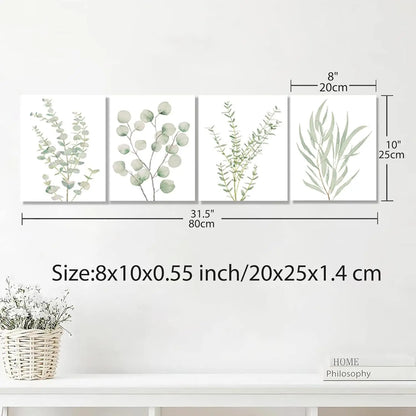 4‑Pcs Framed Botanical Canvas Wall Art 8×10 Inch, Boho Wall Decor for Any Room....