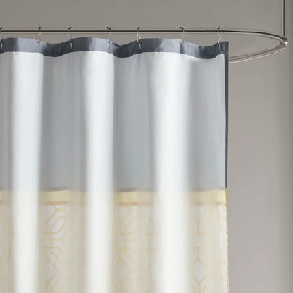 Embroidered and Pieced Shower Curtain With 12 Grommet Hook Waterproof Machine Washable...