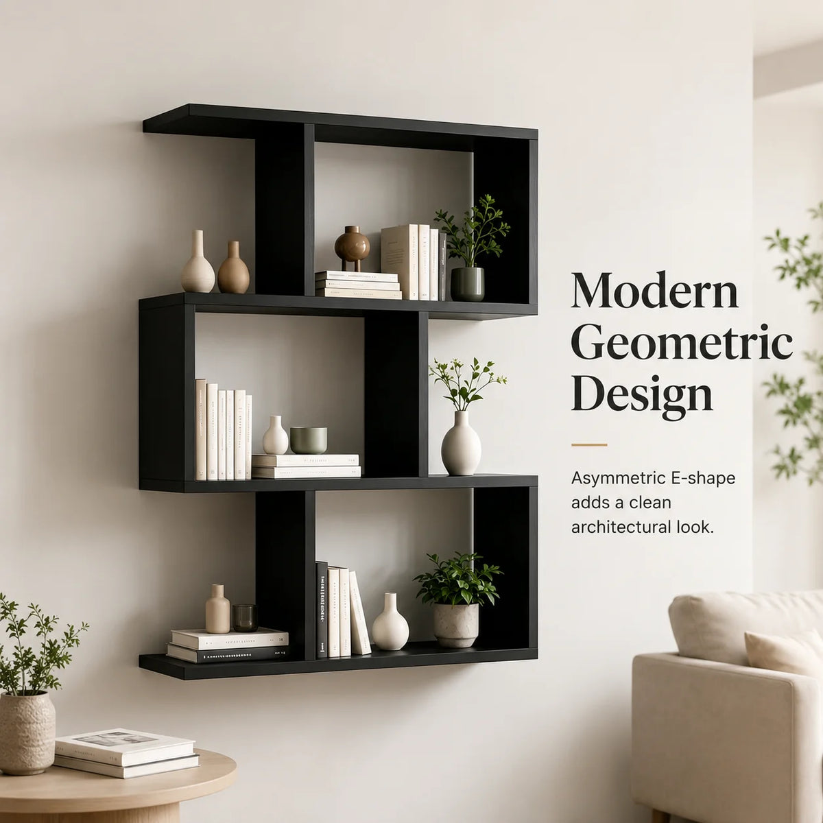 3 Tier Black Wooden Bookshelf Open Display ....
