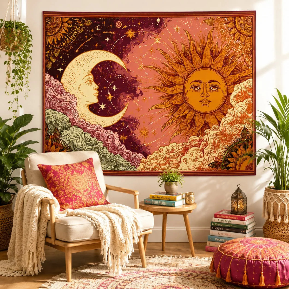 Sun and Moon Tapestry, Wall Hanging Wall Art, 7 Sizes.....
