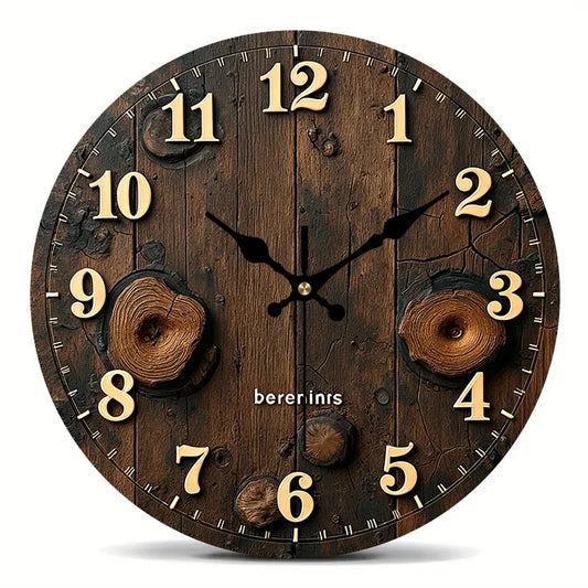 Vintage Wooden Stump Themed Style Wall Clock, 4 Sizes, AA Battery Not Included.....
