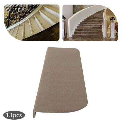13PCS Carpet Stair Treads Mat 55*24cm Beige Stair Non-slip Carpet Mat Protection