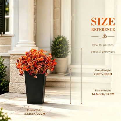 60cm Artificial Orange Daisy Flowers in Black Planters 2 Packs UV Resistant