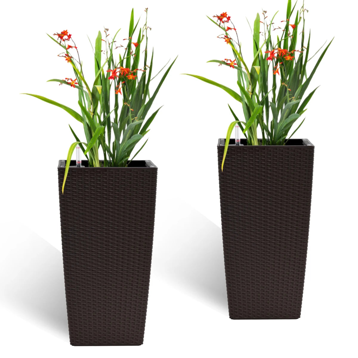 30 in Tall Large Flower Pots Planter with Self-Watering Drainage Holes and Inner Trays Indoor Outdoor