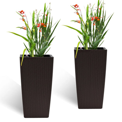 30 in Tall Large Flower Pots Planter with Self-Watering Drainage Holes and Inner Trays Indoor Outdoor