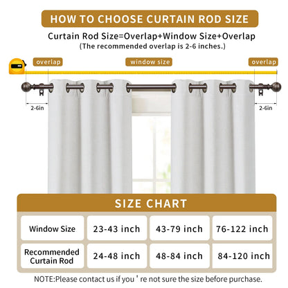 1 Set 5/8 Inch Diameter Heavy-Duty  28 to 120 Inch Curtain Rod, Telescoping Single Rod, 28 to 120 Inches, 5 Colors, 3 Sizes....