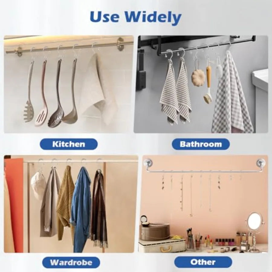 Stainless Steel Shower Curtain Hooks, 12 Pcs Metal Shower  Curtain Rings, Chrome .....