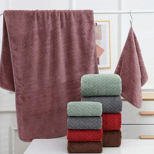 Soft Thick Coral Velvet Bath Towels, 5Colors,  27.5In. x 55In. And 14In.x 29.5In.,  Sports Beach Towels for Home,