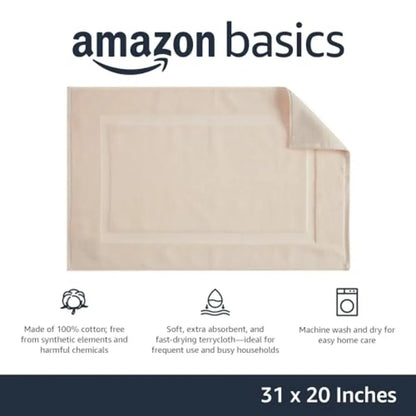 Standard Bathroom Bath Rug Mat, Machine Washable, Super Absorbent, 100% Cotton, 20" W x 31" L