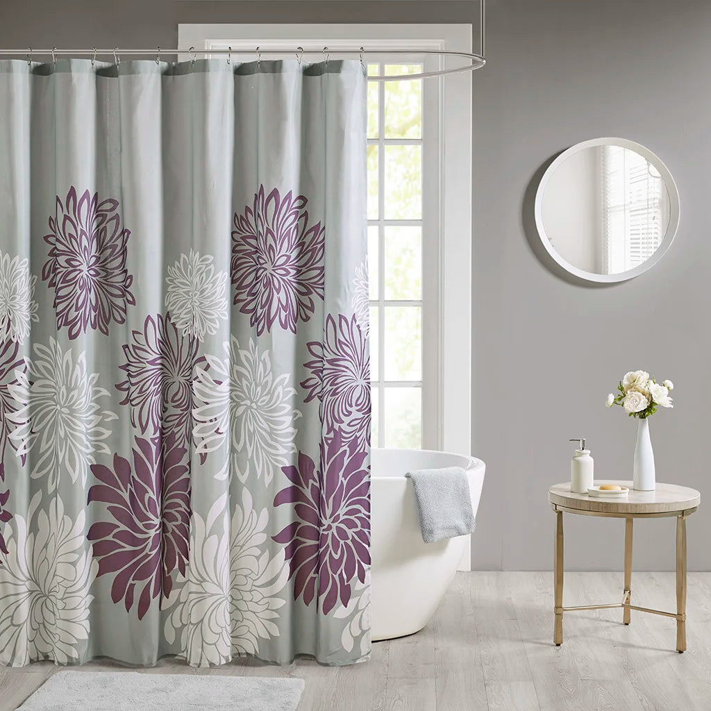 Printed Floral Shower Curtain Waterproof Mildew Resistant Quick Dry Machine Washable Grommet Hook Ring Liner Rustproof HQ YS