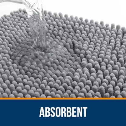 Bathroom Rugs 30x20,  Absorbent Chenille, Rubber Backing Quick Dry, Machine Washable