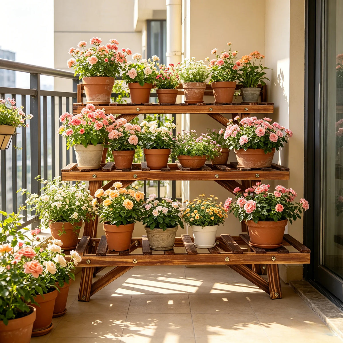 3 Tier Wooden Plant Stand, Outdoor