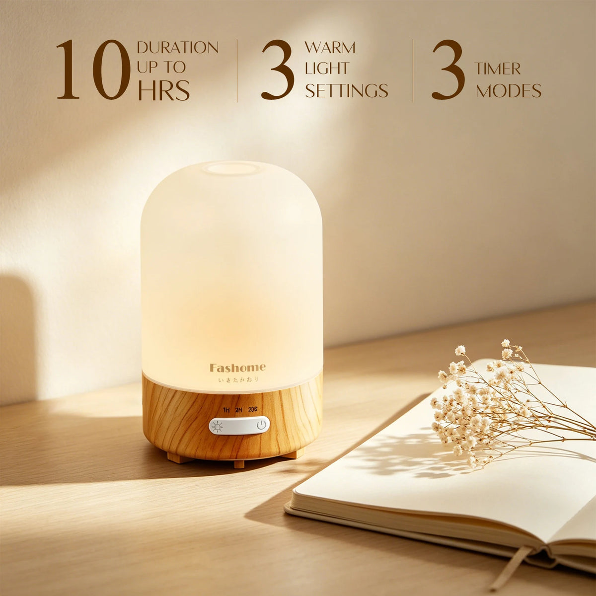 Essential Oil Diffuser, Ultrasonic Humidifier, Hand Blown Glass, Auto Shut-Off, 3 Modes White Lights, 3.3 Oz.3 Color.....