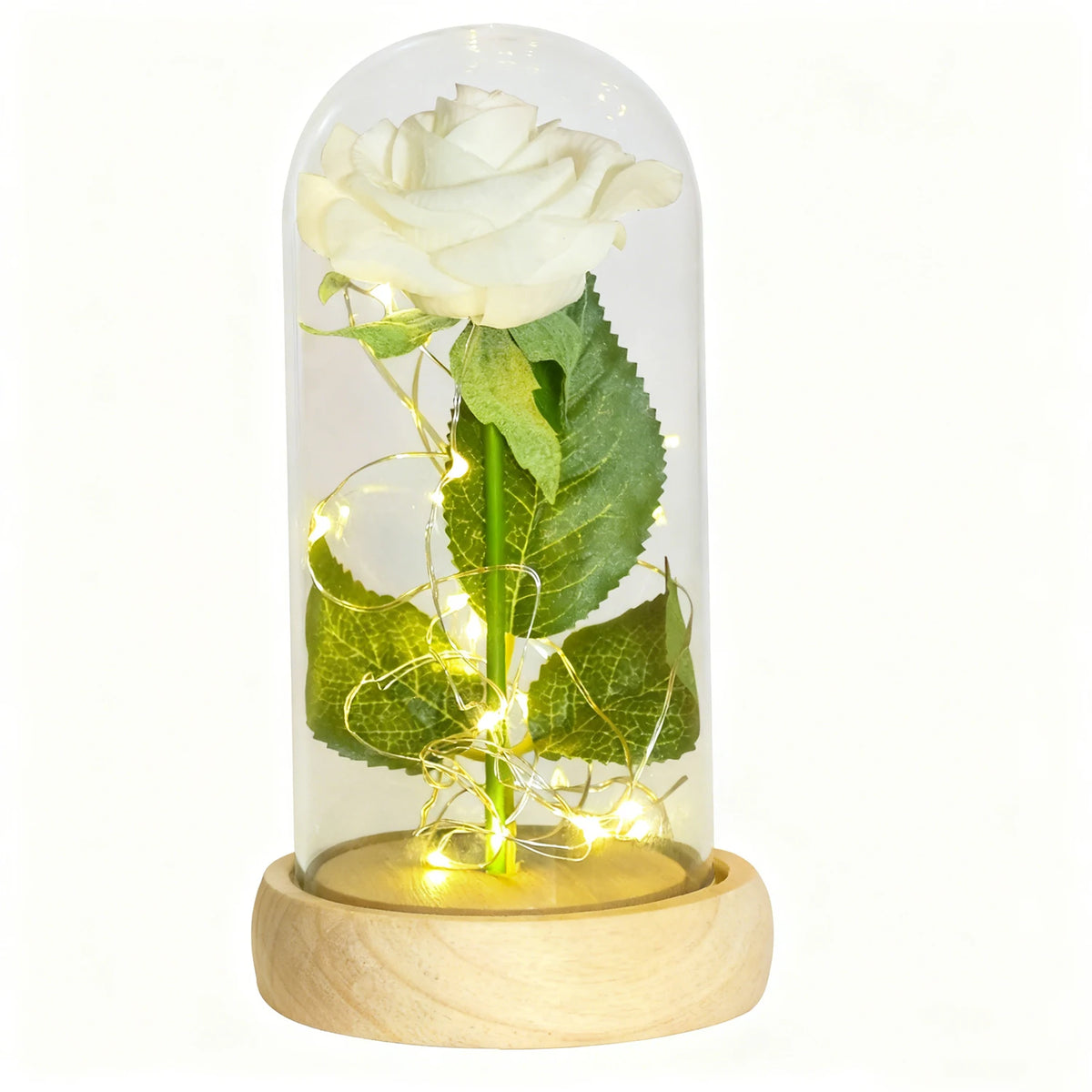 Eternal Rose In Glass Dome Artificial Forever Flower LED Light