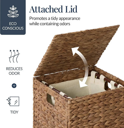 Small Laundry Hamper with Lid, Natural Handwoven, W/Removeable & Washable Liner Bag, P, 18 Gallon, 2 Colors....