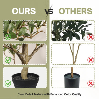 Artificial Black Olive Tree with Black Plastic Pot, Realistic Tall  Indoor