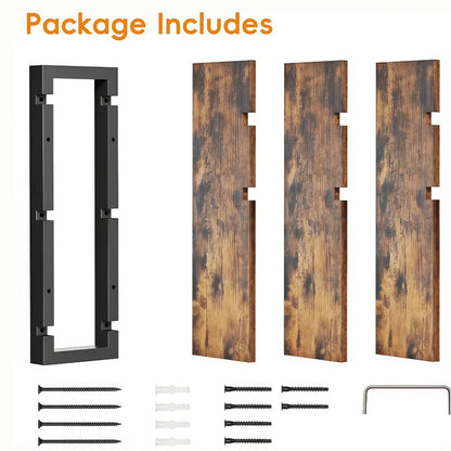Matte Black Floating Wooden Shelf Wall Mounted Adjustable
