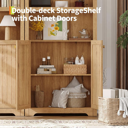 Bookcase with Doors, 71 Inch Tall , Wooden Bookshelf