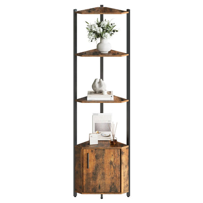 5-Tier Wooden Corner Shelf Stand, 58.27'' with Metal Frame...