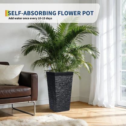 22.5'' Tall Planters Set Of 2, Self Watering Outdoor Indoor With Water Monitor System