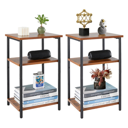 JHK 2/3-Tier End Tables with Adjustable Feet Steel Frame