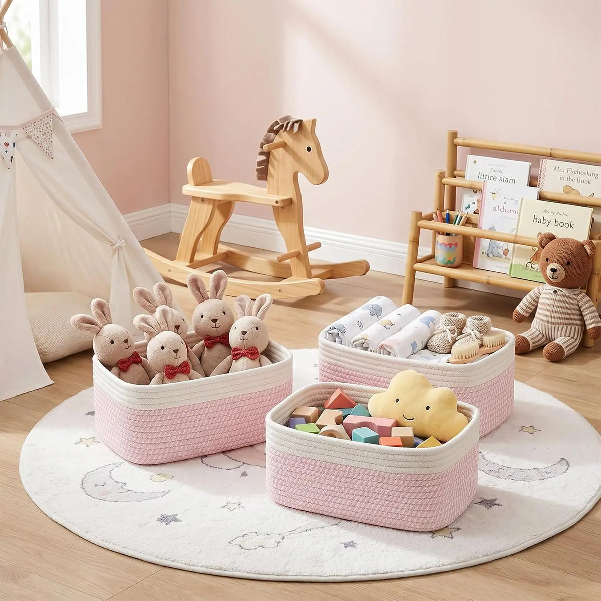Set Of 3 Soft Cotton Rope Woven Storage Baskets ....