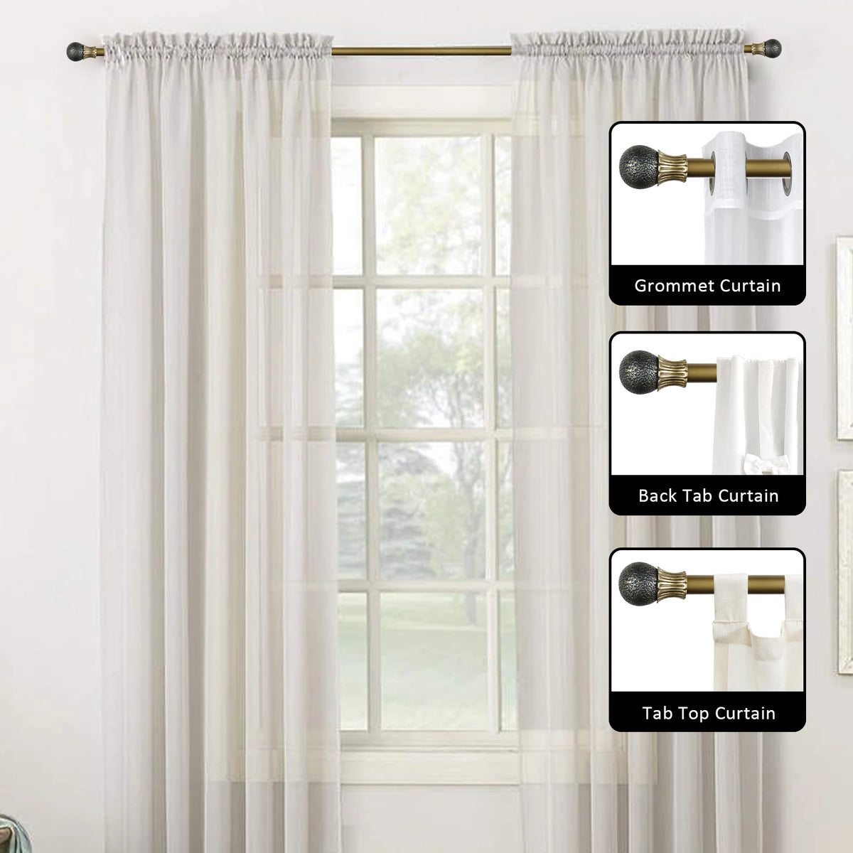 Heavy Duty Adjustable Curtain Rod Set, 1" Diameter Single Window Drapery Rod , 28 to 120 Inches, 2 Colors.....