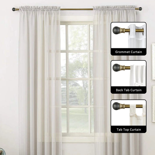 Heavy Duty Adjustable Curtain Rod Set, 1" Diameter Single Window Drapery Rod , 28 to 120 Inches, 2 Colors.....