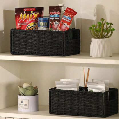 Set of 2 Foldable Wicker Storage Baskets...