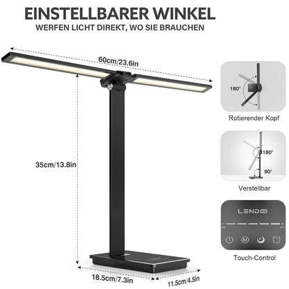 Double Head LED Desk Lamp 13W USB Power 88 LEDs Foldable Reading Light 5 Color Modes Dimmable Adjustable