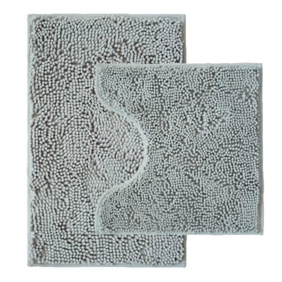 Bathroom Rugs Sets 2 Pc, Absorbent Chenille Bath Mats Non Slip Backing.....