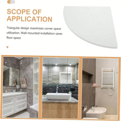 5-Piece White Floating Corner Shelf, Wall Mount Durable Plastic Construction, Non-Hole