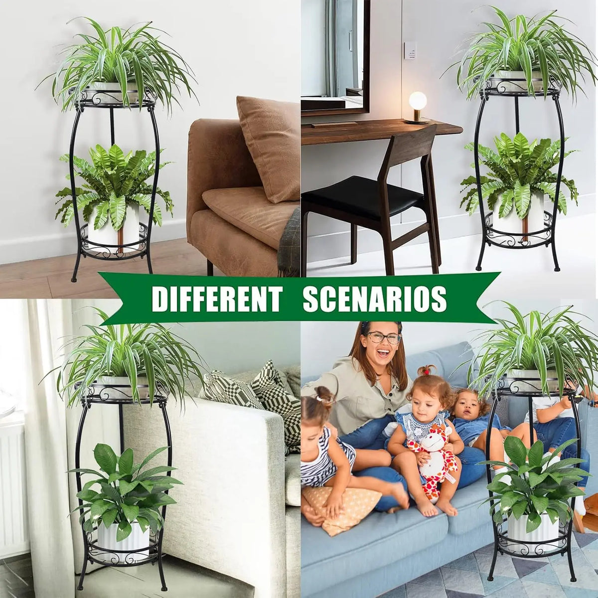Metal Plant Stand Indoor Outdoor, 2 Tier 25" Tall, Heavy Duty Rustproof....