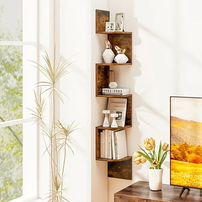 Rustic Wood Corner Floating Shelves Wall Mounted