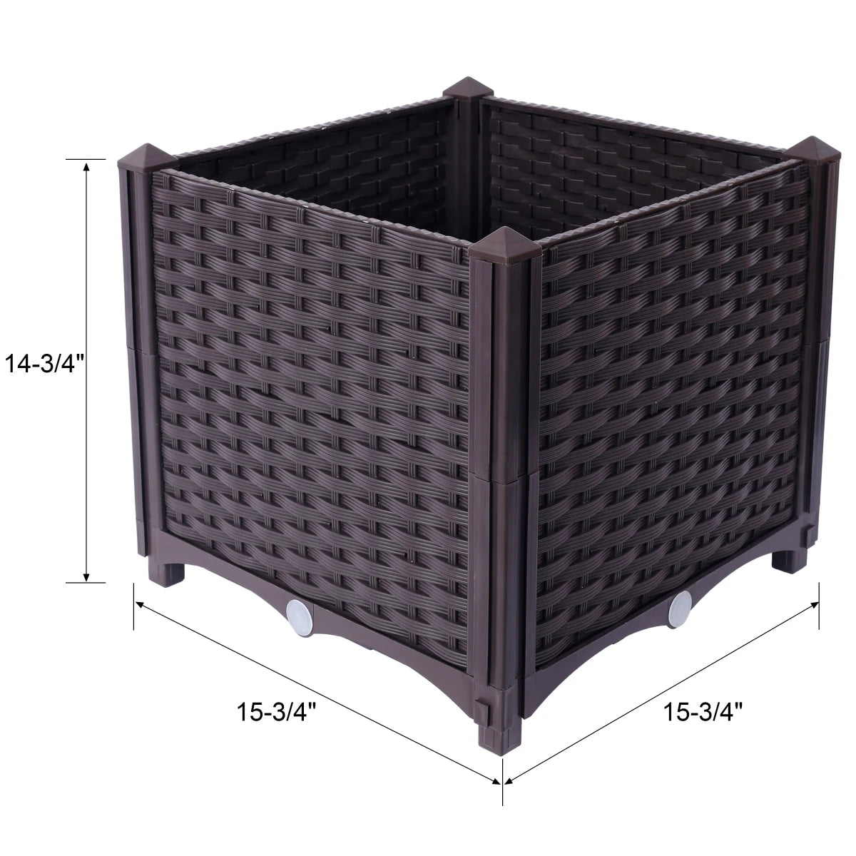 Deep Raised Garden Bed Plastic Planter Box, 15.7" L X 15.7" D X 14.7" H