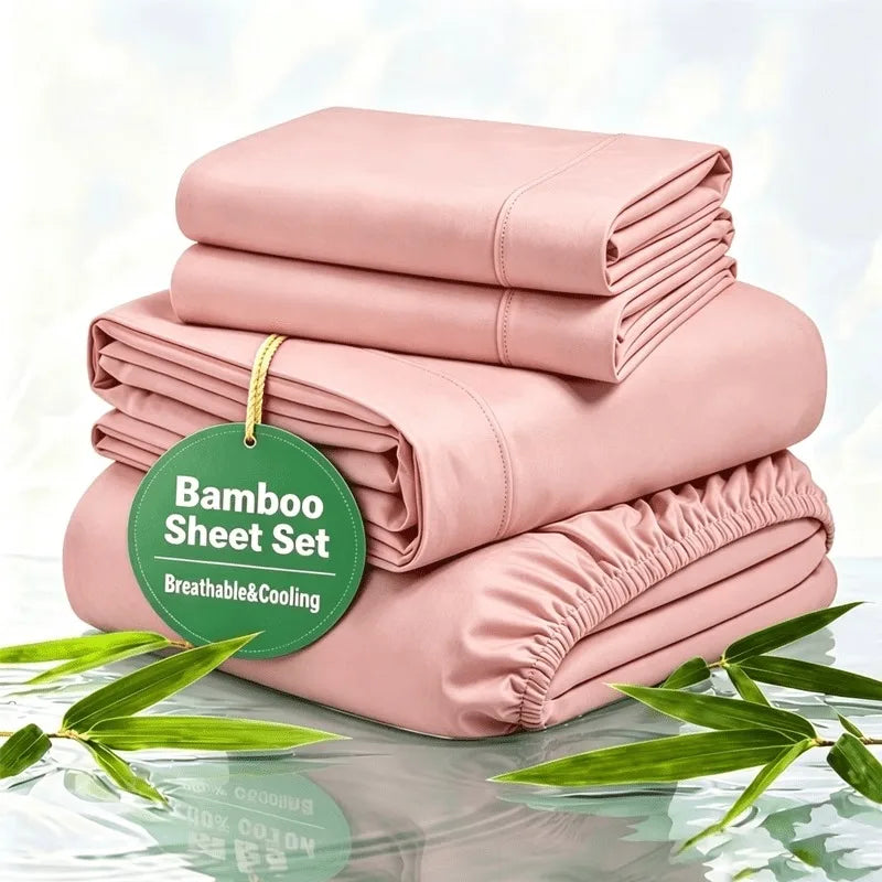 3pcs/4PCS Cooling Satin Bed Sheet Set, Shrink-Resistant, Fade-Resistant, Hypoallergenic, Breathable, Flat Sheet & Fitted Sheet & Pillow Cases
King, Queen, Full, Twin