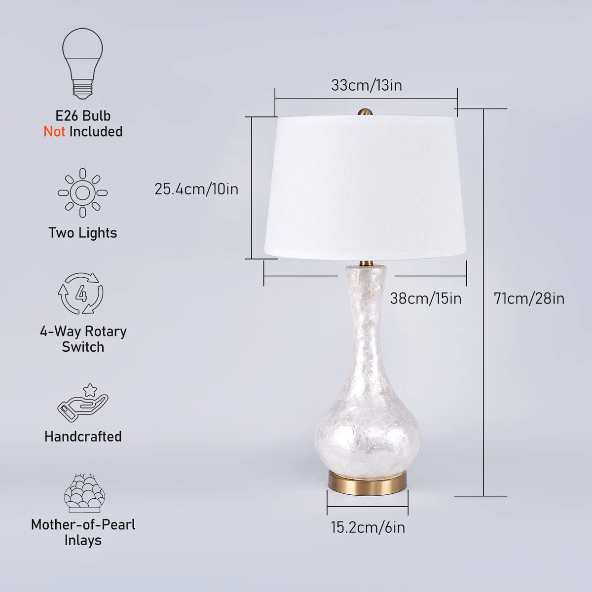 28/25 inch  Luxury Table Lamp Opal Glass