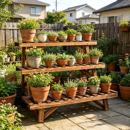 3 Tier Wooden Plant Stand, Outdoor