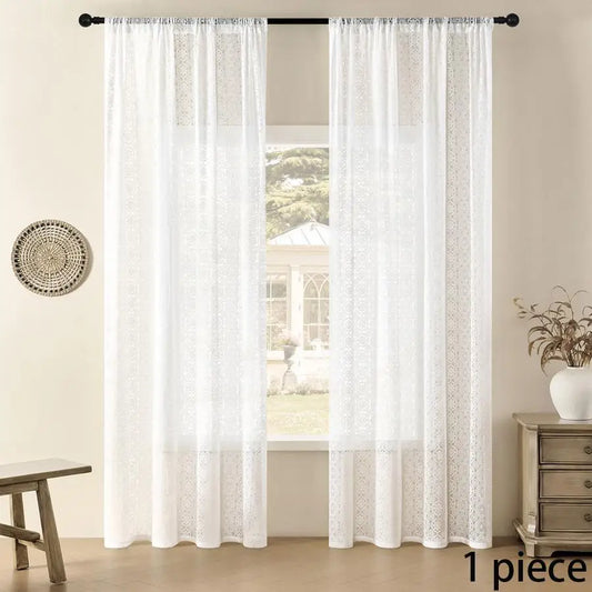 1 Panel Modern  European-Style Perforated Design Single Curtain for Home Decoration, 4 Sizes, White.....
