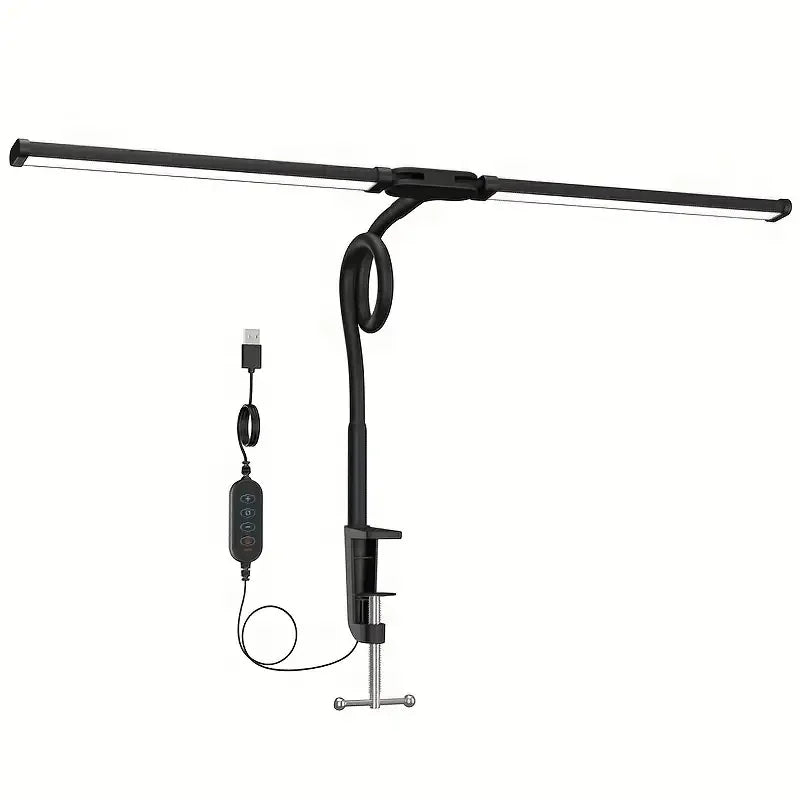 Double Head  LED Desk Lamp with Clamp Dimmable 3 Color Modes 10 Brightness  USB Adjustable...