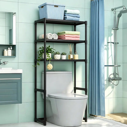 3 Tier Over the Toilet Shelf, Freestanding, Black
