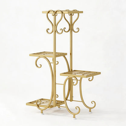 4 Tier Corner Metal Plant Stand, Flower Pot Shelf Indoor Outdoor