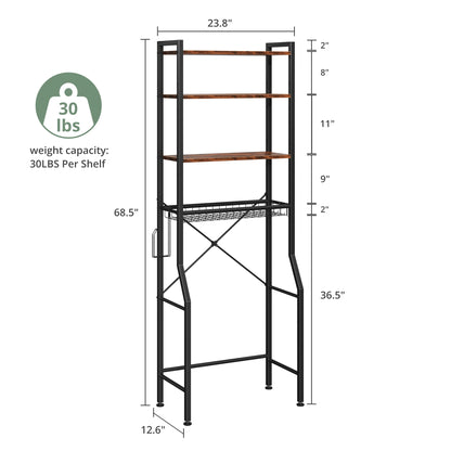 4-Tier Freestanding Organizer Shelf with Adjustable Shelf with 3 Hooks....