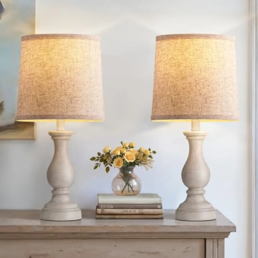 Set of 2 - Rustic Bedroom Lamps, 22" Boho Bedside Lamp