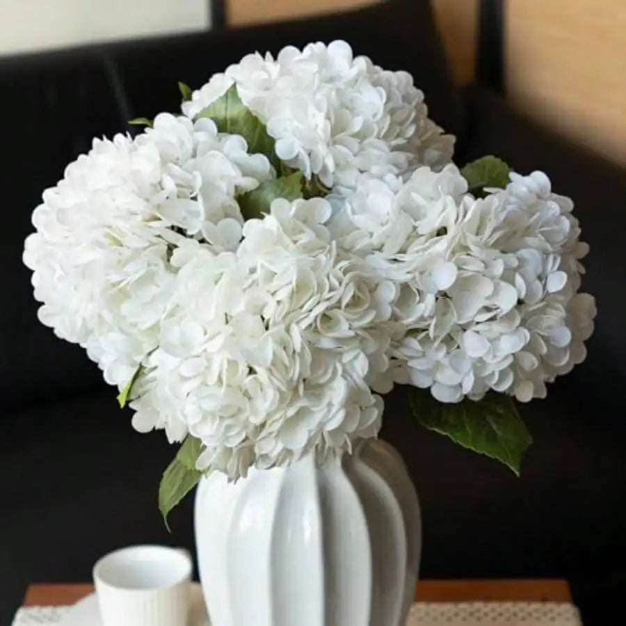 4PCS Artificial Flowers Large Hydrangeas Flowers, White
