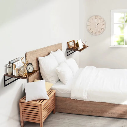 Set of 2 Floating Wooden Shelves, 15.7"W × 11.8"D