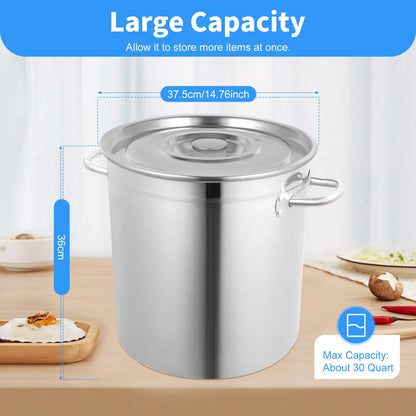 35L Stainless Steel Stock, Cooking Pot